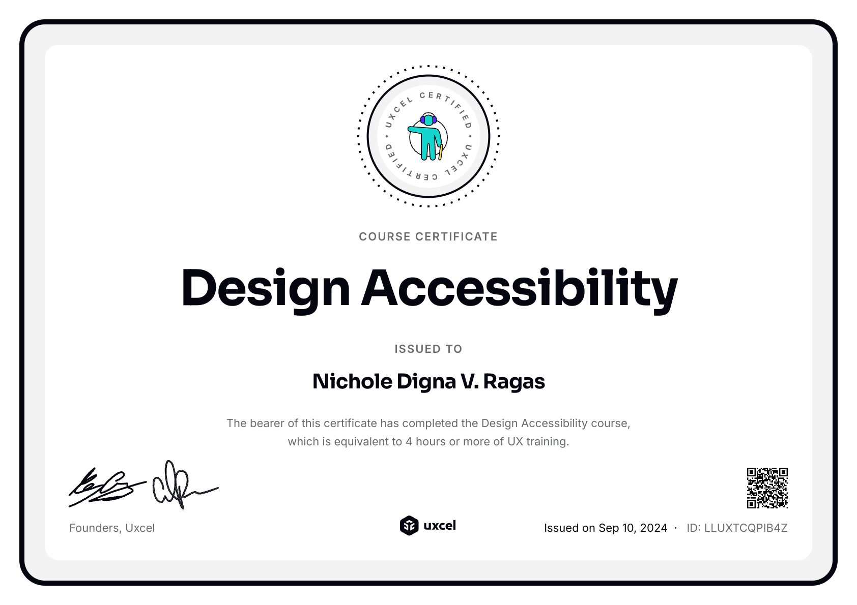 Nichole Digna V. Ragas's certificate